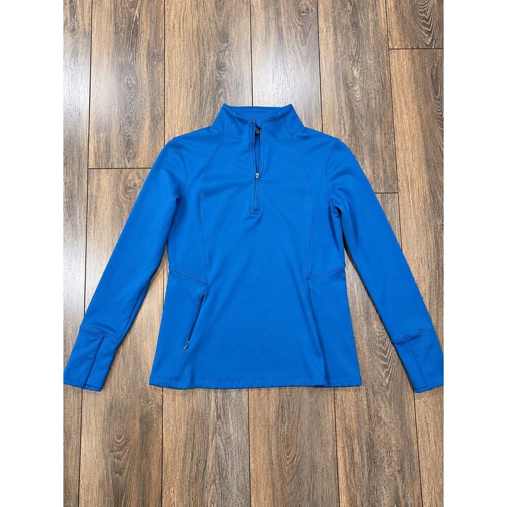 Danskin Womens Small Blue 1/4 Zip Pullover Athletic Running Yoga Thumbholes